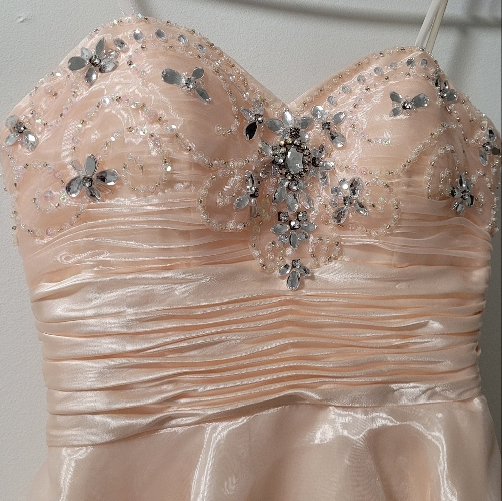 Vintage Laura Rhinestone Cocktail Dress Pink Salmon Size 4 - Picture 4 of 15